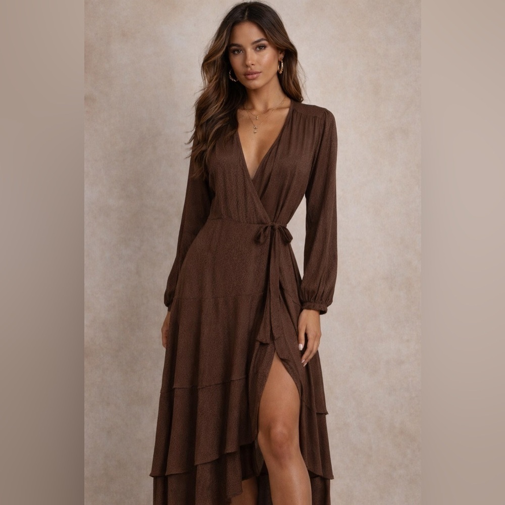 Scotch & Soda Amsterdam Brown Wrap Midi